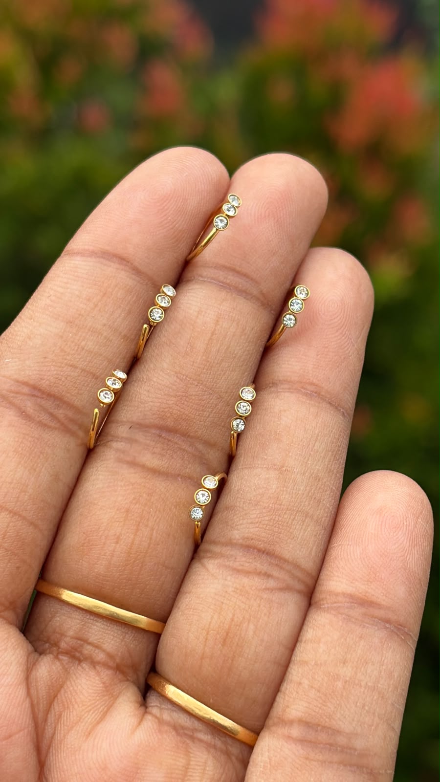 AD 3 Stone Nose Ring